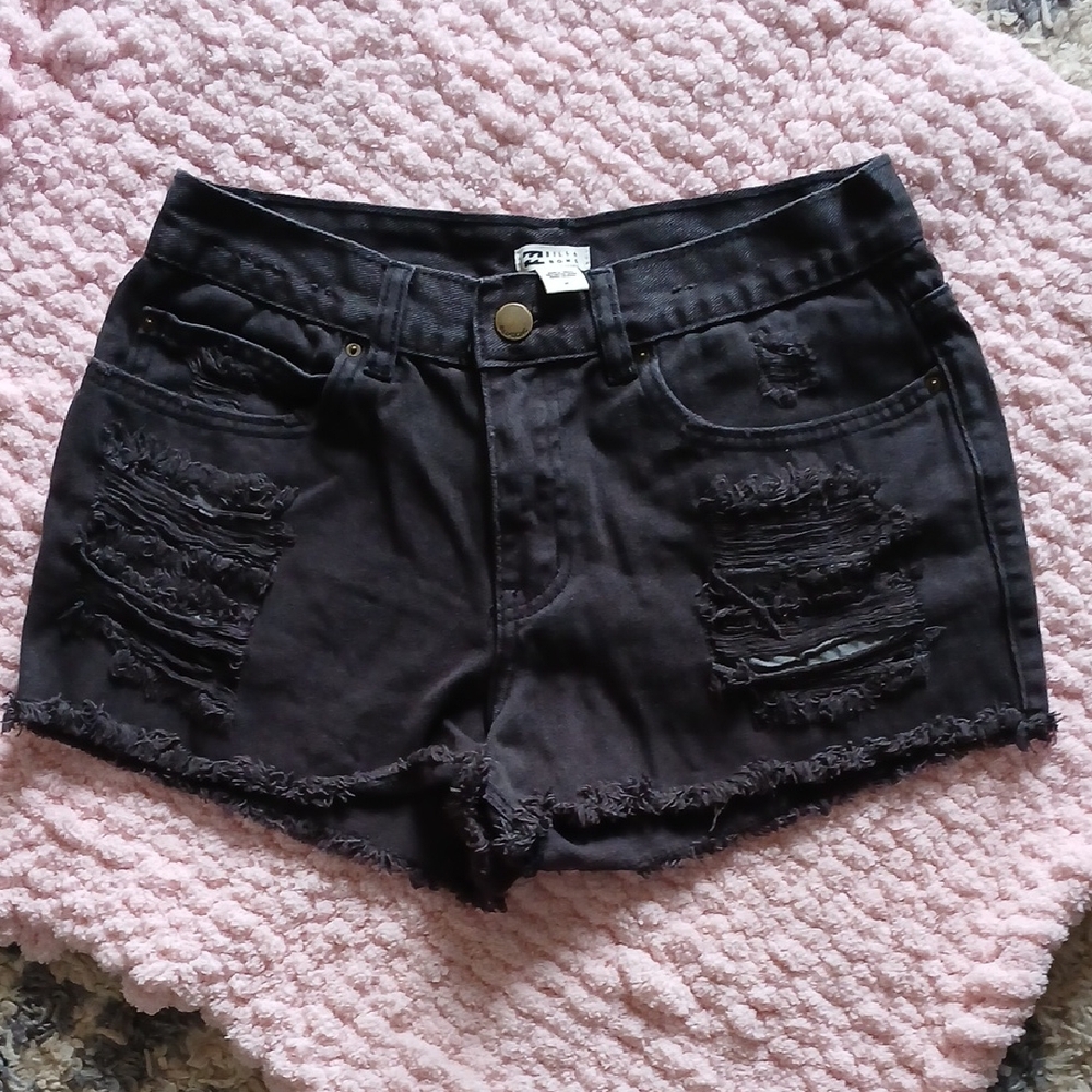 Billabong Black Distressed Jean Shorts